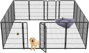 FXW Homeplus Dog Playpen for Indoor Use - Stress-Free and Safe Play, Heavy Duty 40 Inch 16 Panels Dog Pen for Medium and Large Dogs, BlackPatented