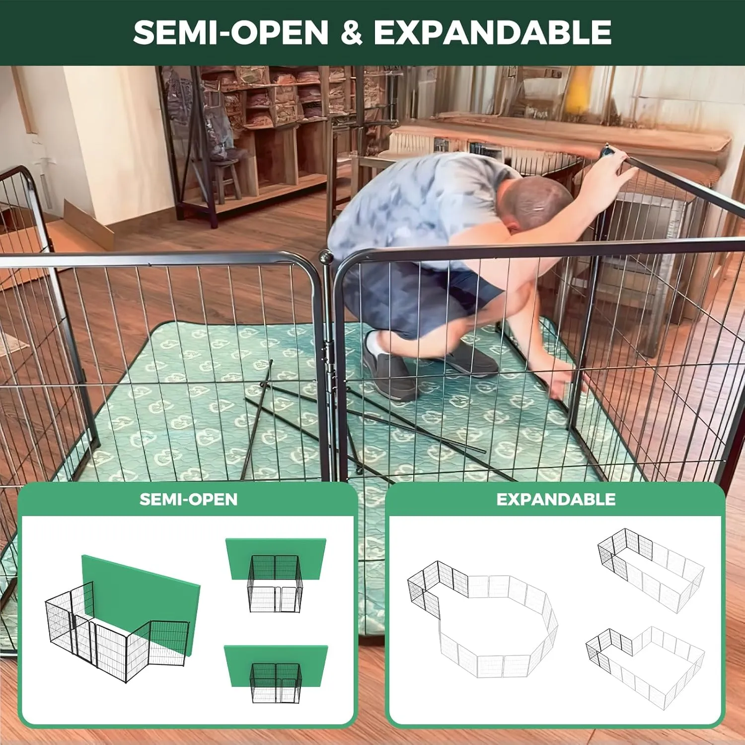 FXW Homeplus Dog Playpen for Indoor Use - Stress-Free and Safe Play, Heavy Duty 40 Inch 16 Panels Dog Pen for Medium and Large Dogs, BlackPatented