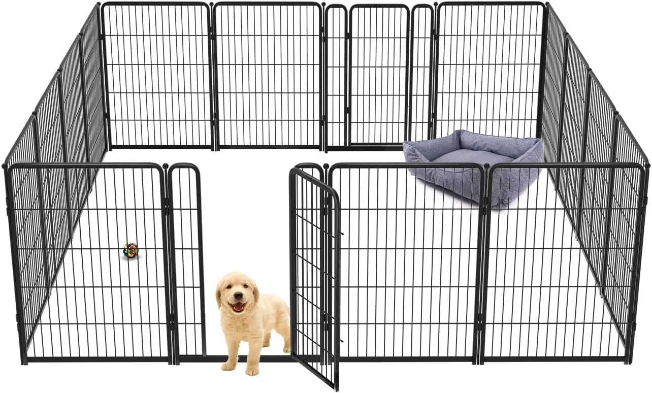 FXW Homeplus Dog Playpen for Indoor Use - Stress-Free and Safe Play, Heavy Duty 40 Inch 16 Panels Dog Pen for Medium and Large Dogs, BlackPatented
