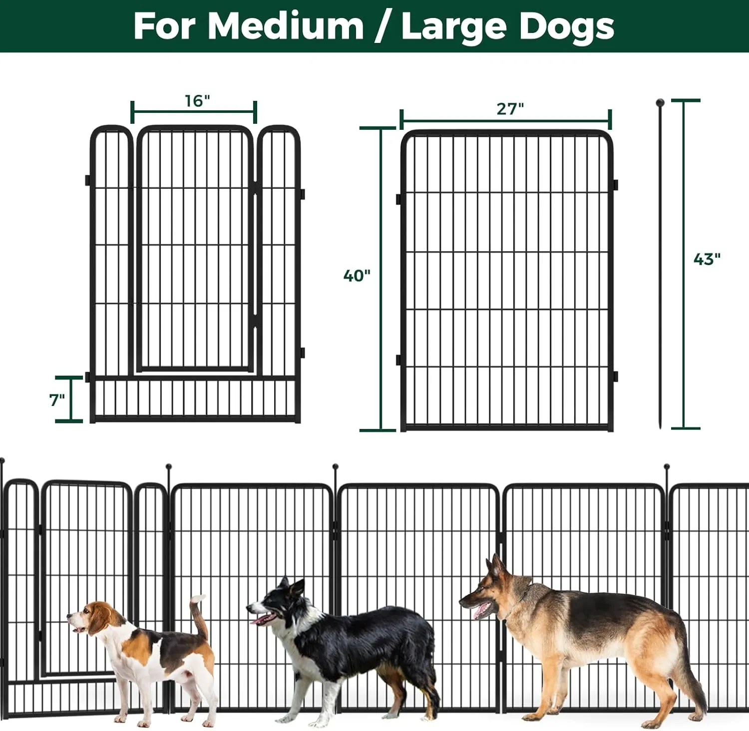 FXW Instant Dog Playpen, Portable Pet Fence for Outdoor, RV Trips, and Camping, 40inch, 16 Panels for Medium and Large DogsPatented