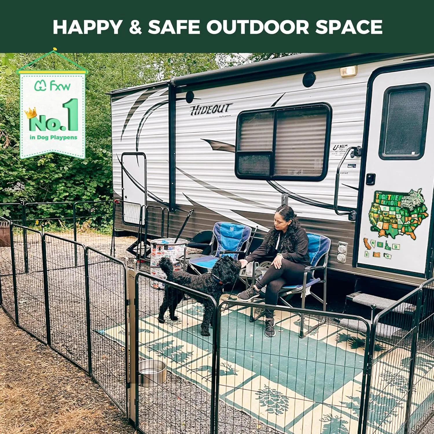 FXW Instant Dog Playpen, Portable Pet Fence for Outdoor, RV Trips, and Camping, 40inch, 16 Panels for Medium and Large DogsPatented