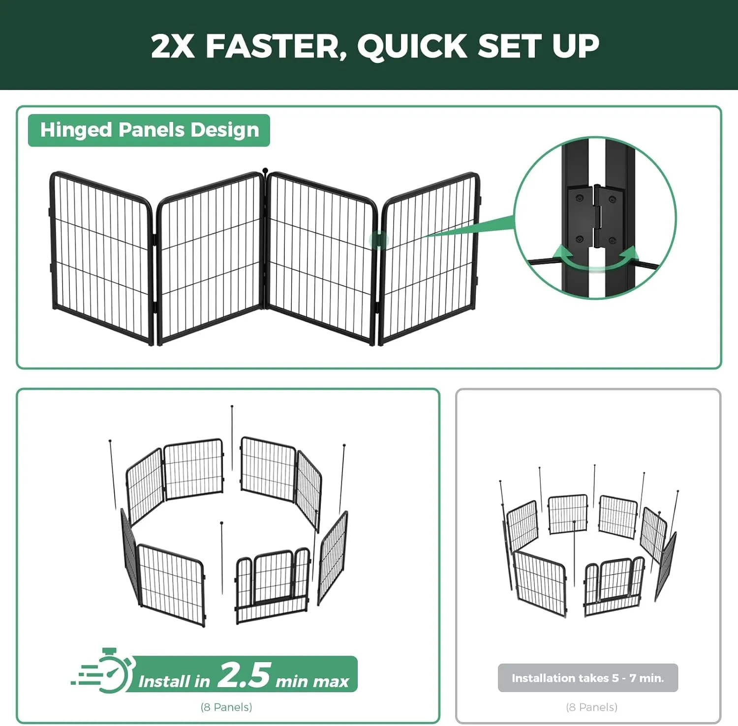 FXW Instant Dog Playpen, Portable Pet Fence for Outdoor, RV Trips, and Camping, 40inch, 16 Panels for Medium and Large DogsPatented