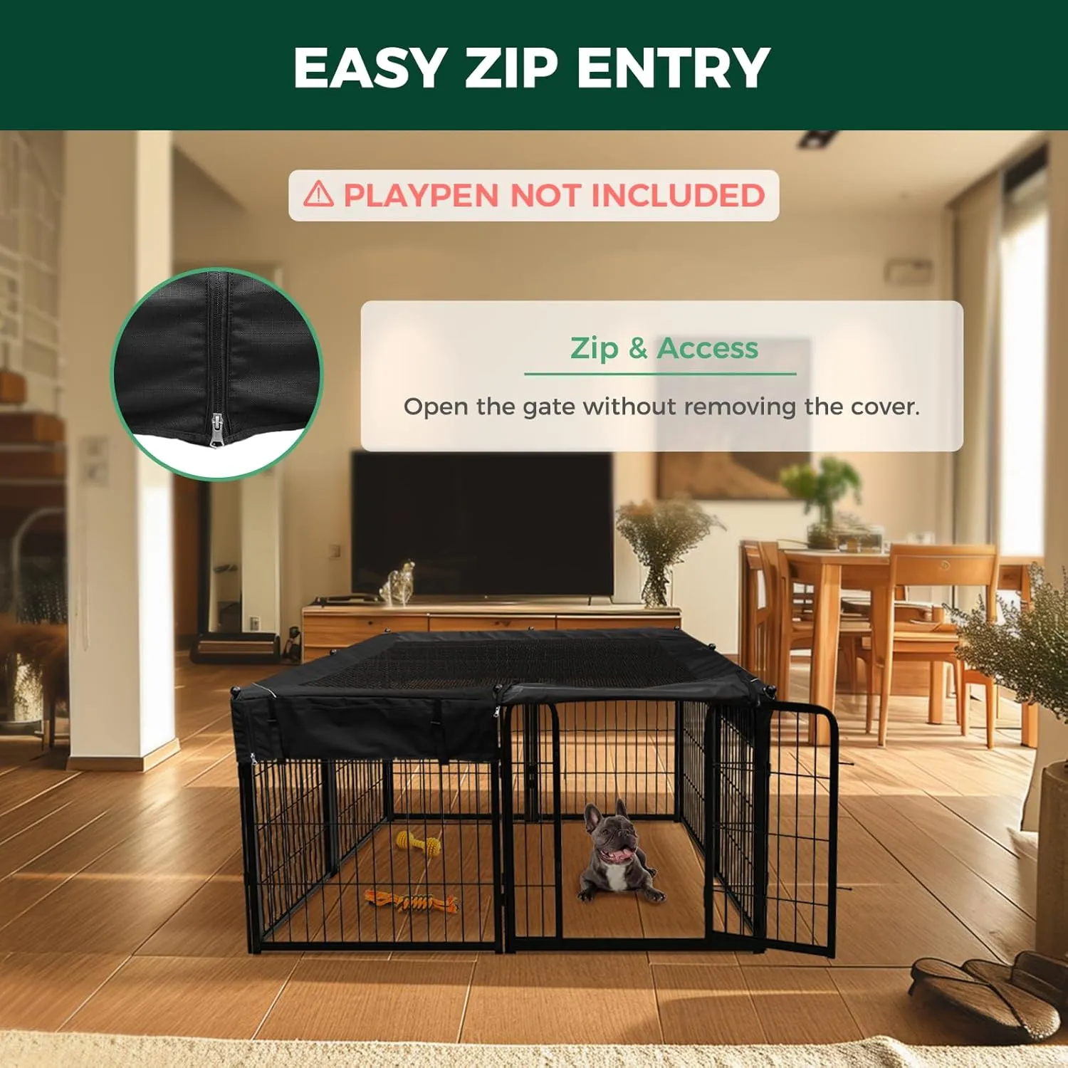 FXW Mesh Top Cover - Only Fits 24" H 8 Panels FXW (Homeplus/Rollick/Instant) Dog Playpen (Not Suitable for Other Brands), SquarePatent Pending (Playpen not Included)