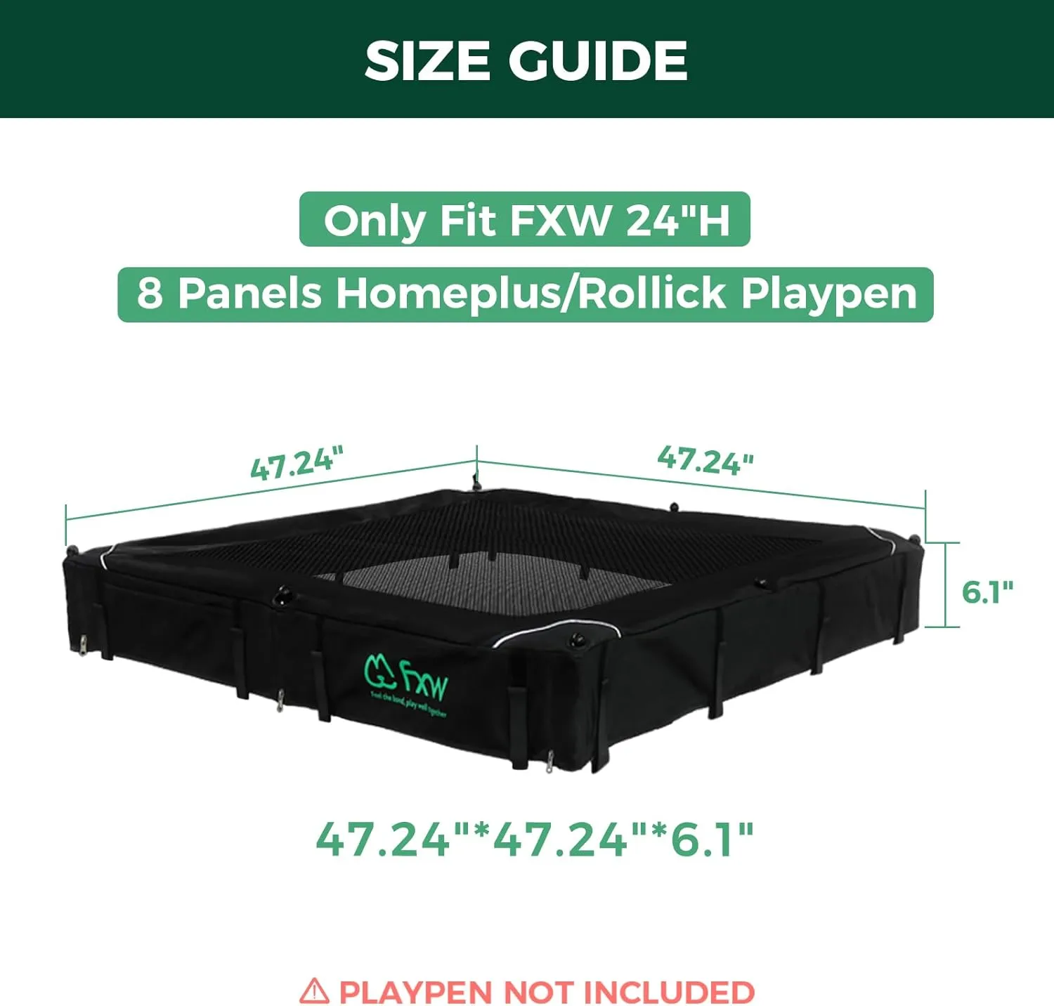 FXW Mesh Top Cover - Only Fits 24" H 8 Panels FXW (Homeplus/Rollick/Instant) Dog Playpen (Not Suitable for Other Brands), SquarePatent Pending (Playpen not Included)