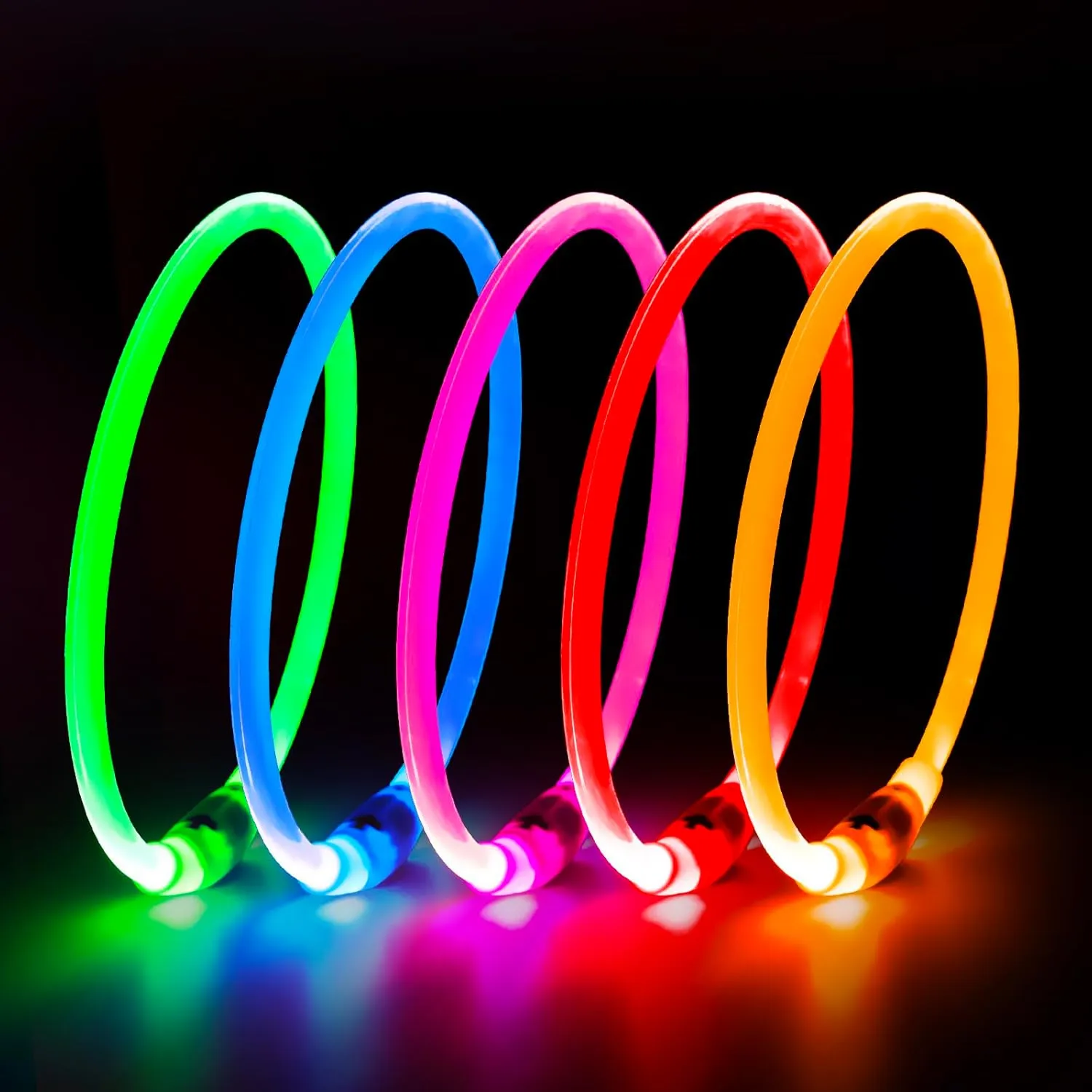 HIGO Light Up Dog Collars, USB Rechargeable LED Dog Collar, TPU Cuttable Dog Glow Collar, High Visibility Puppy Collar Safety Dog Lights for Night Walking(Green)