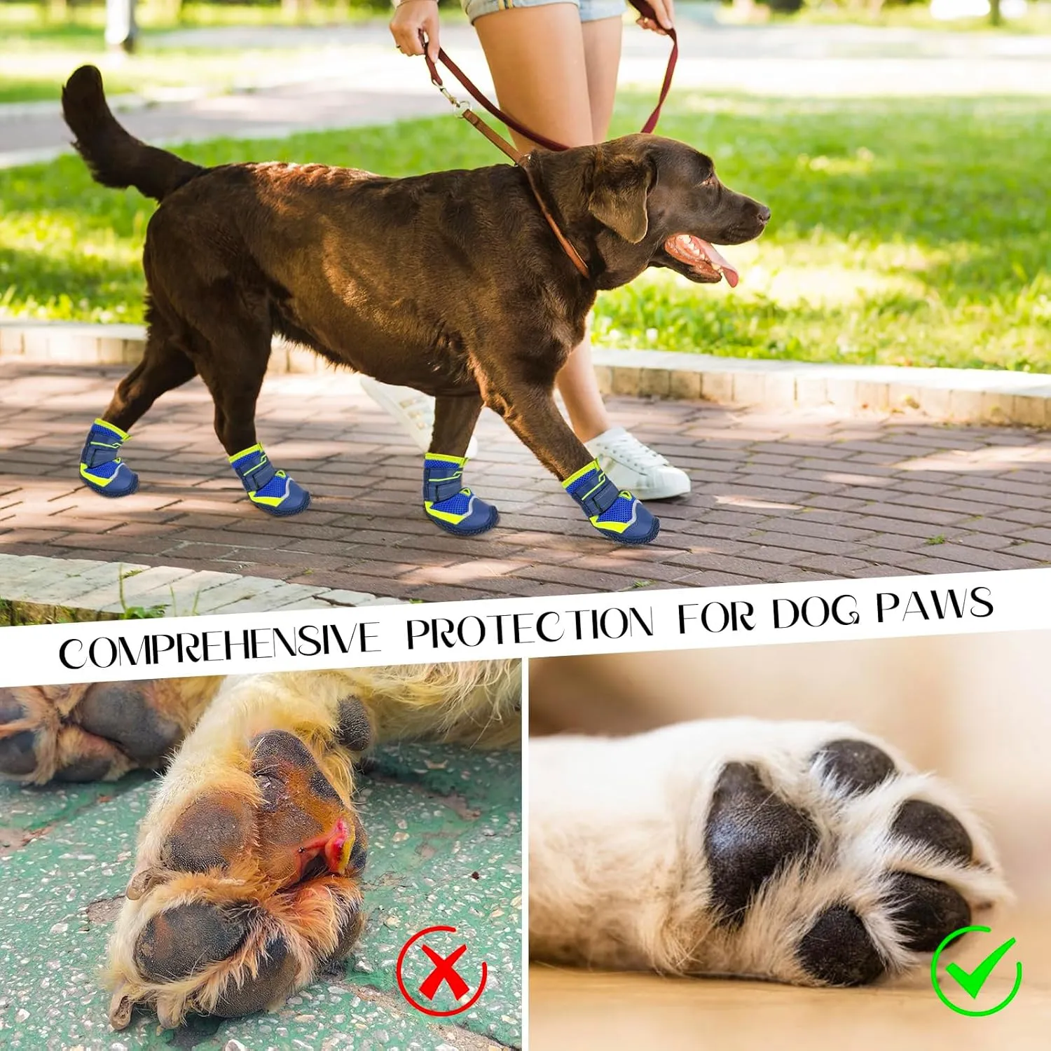 Illumifun Dog Shoes for Hot Pavement, 4 Pack Waterproof Anti-Slip Dog Boots & Paw Protectors, Reflective Dog Booties for Hardwood Floors (#4)