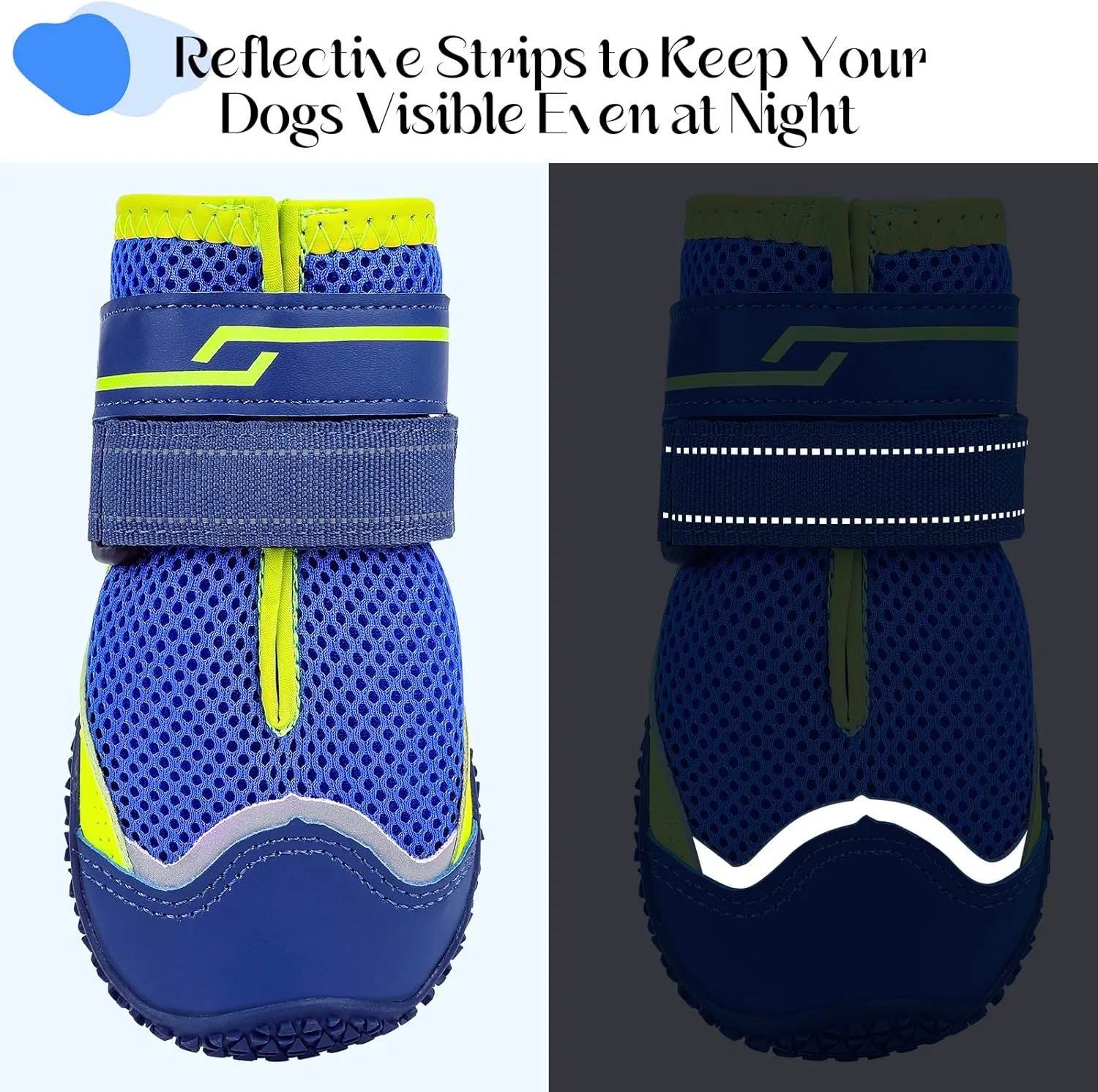 Illumifun Dog Shoes for Hot Pavement, 4 Pack Waterproof Anti-Slip Dog Boots & Paw Protectors, Reflective Dog Booties for Hardwood Floors (#4)