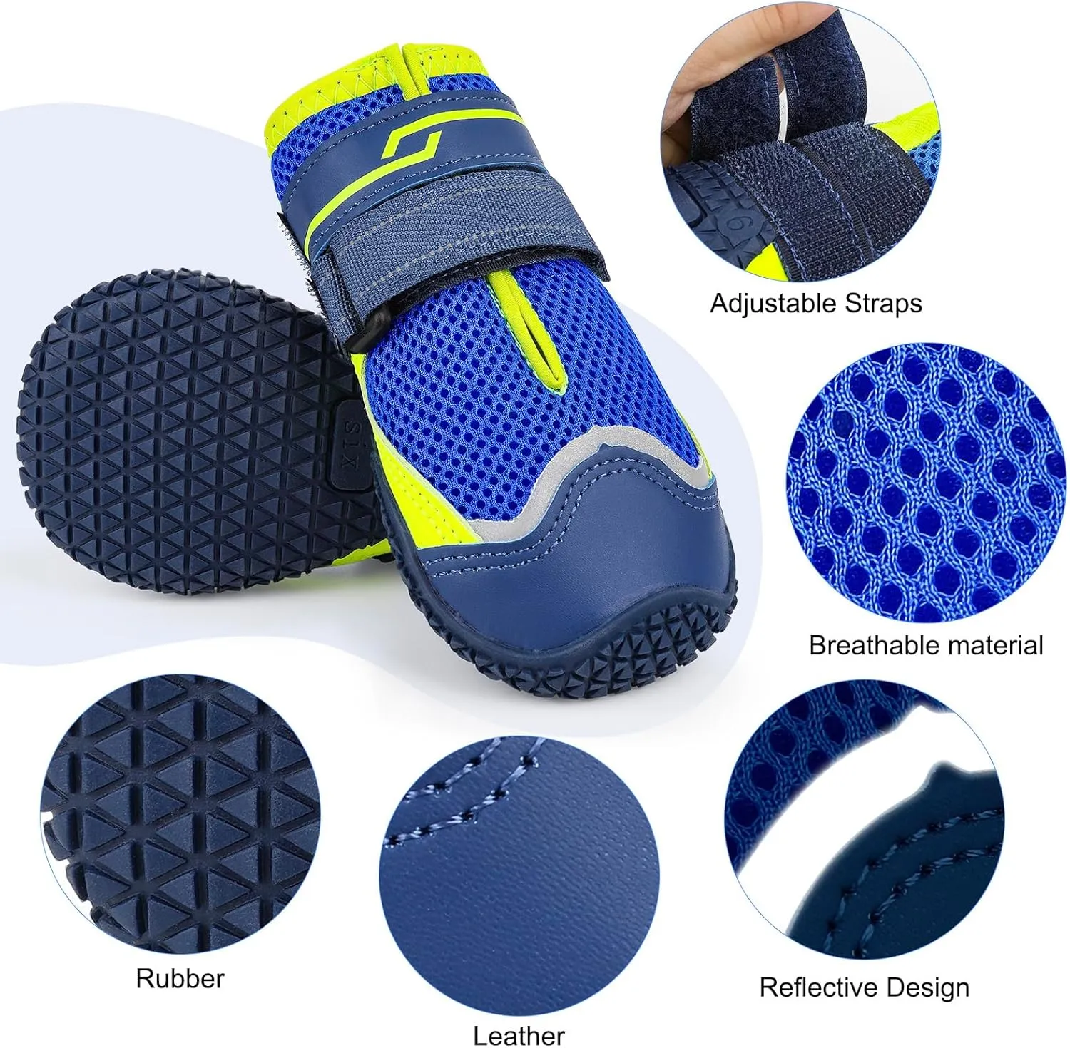 Illumifun Dog Shoes for Hot Pavement, 4 Pack Waterproof Anti-Slip Dog Boots & Paw Protectors, Reflective Dog Booties for Hardwood Floors (#4)
