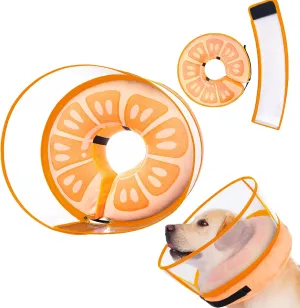 Inflatable Dog Cone Collar for Large Medium Small Dogs, Soft Dog Donut Collar Adjustable Recovery Cone for Pets After Surgery, Extra Enhanced Anti-Licking Guard Shield for Pets (ML, Orange)