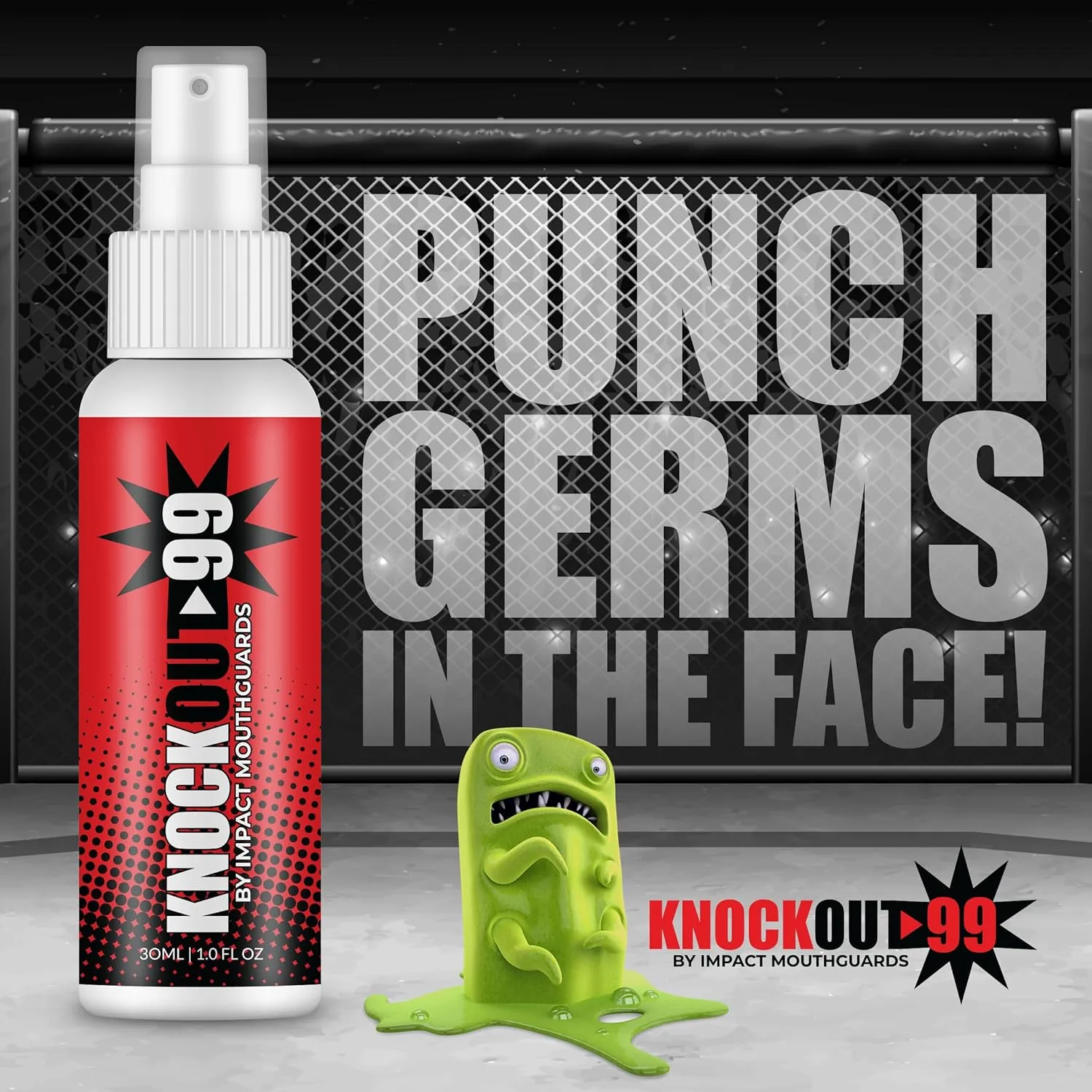 KNOCKOUT99 Quick and Effective MouthGuard Cleansing and Freshening Spray for Athletic Mouthguards, Retainers, Nightguards, and More - Minty Flavor (1 Pack- 1oz Total)