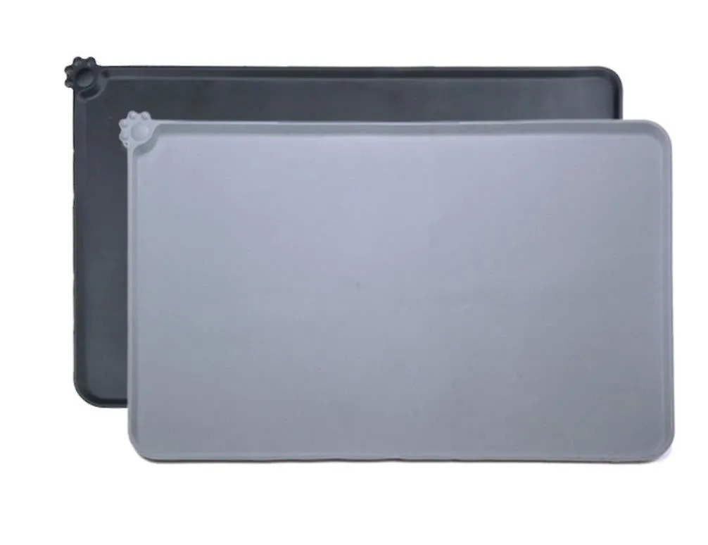 L 54*38cm gray Pet silicone placemats, waterproof, non-slip and leak-proof placemats for cats and dogs, car pet mats AZ19855