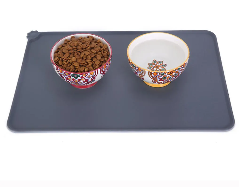 L 54*38cm gray Pet silicone placemats, waterproof, non-slip and leak-proof placemats for cats and dogs, car pet mats AZ19855