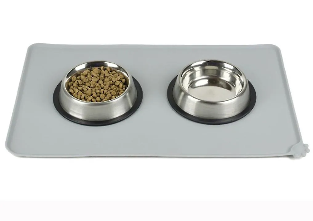 L 54*38cm gray Pet silicone placemats, waterproof, non-slip and leak-proof placemats for cats and dogs, car pet mats AZ19855