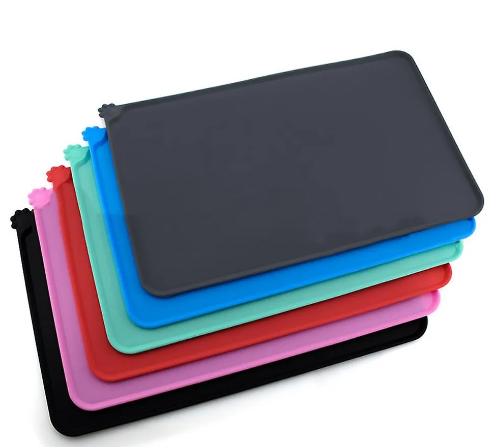 L 54*38cm gray Pet silicone placemats, waterproof, non-slip and leak-proof placemats for cats and dogs, car pet mats AZ19855