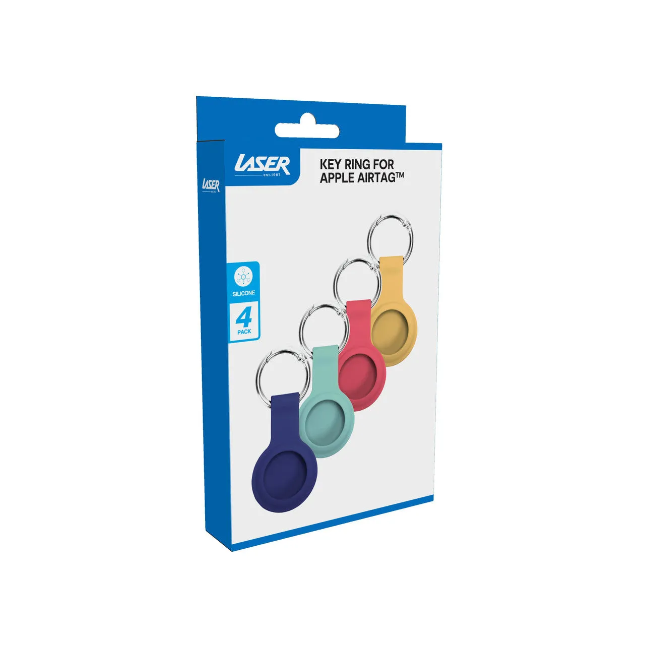 Laser Silicone Key Ring for Apple AirTag (4 Pack)