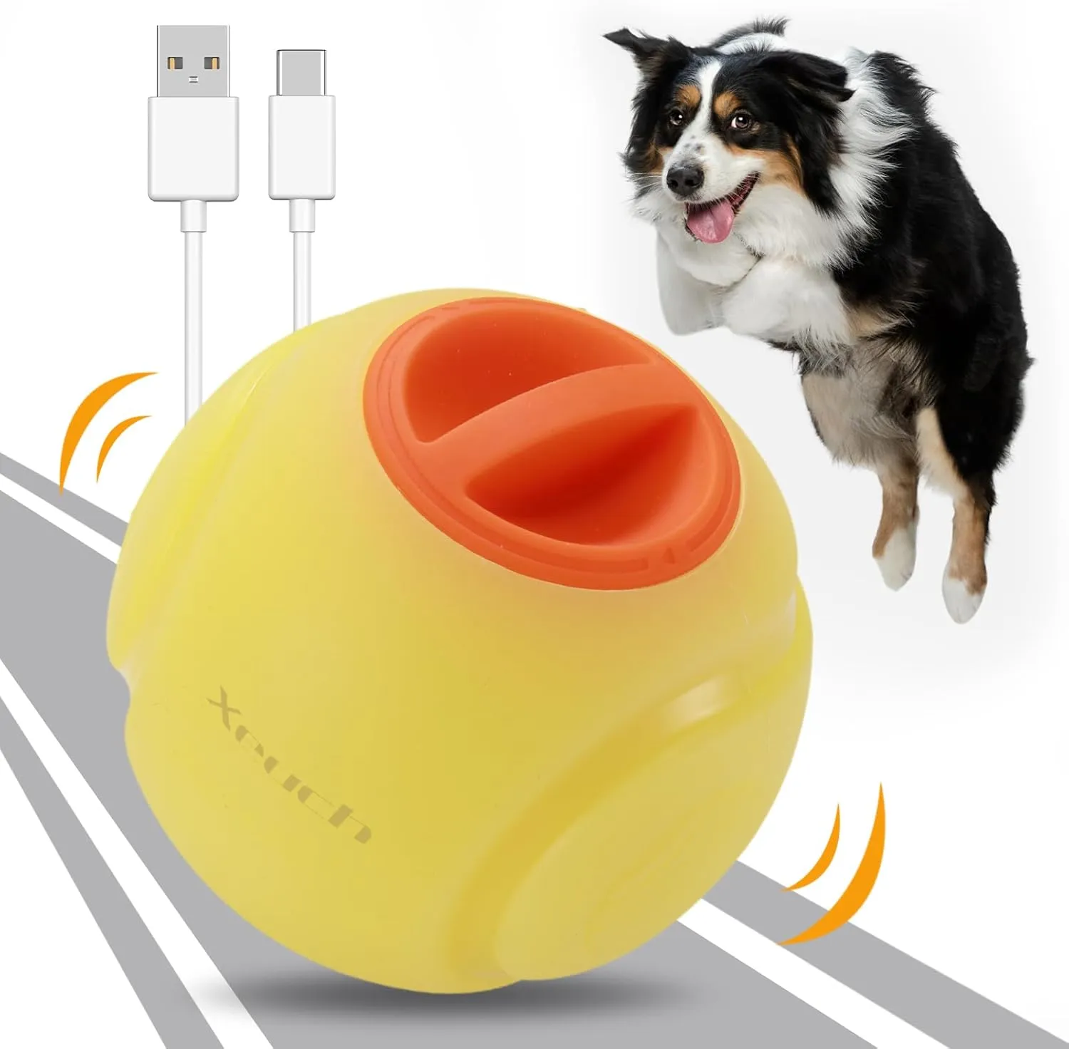 LED Dog Ball Rechargeable, Light Up Dog Ball Toys, Bounce-Activated Durable Fetch Ball, Natural Rubber, Unique Scent, 2.5 inches, for Small & Medium Dogs (Yellow)