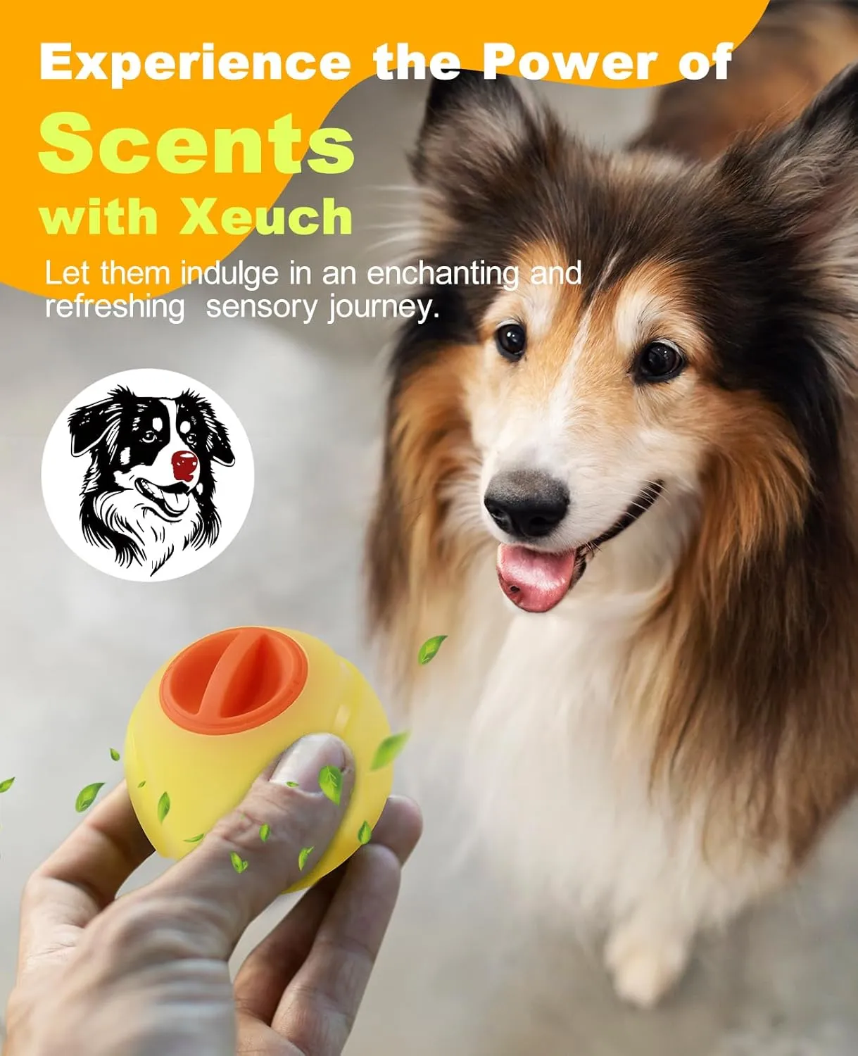 LED Dog Ball Rechargeable, Light Up Dog Ball Toys, Bounce-Activated Durable Fetch Ball, Natural Rubber, Unique Scent, 2.5 inches, for Small & Medium Dogs (Yellow)