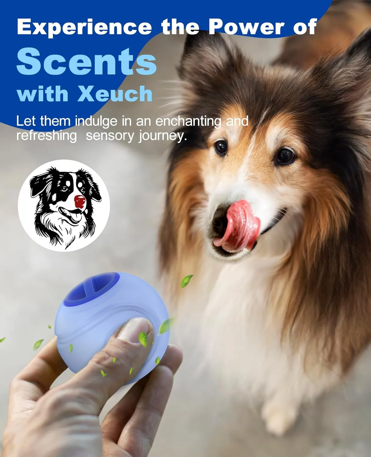 Light Up Dog Ball, Rechargeable LED Dog Balls, Interactive Dog Toy, Durable Glow Ball, Bounce-Activated Fetch Ball for Small & Medium Dogs, Natural Rubber - 2.5 inches, Light Blue