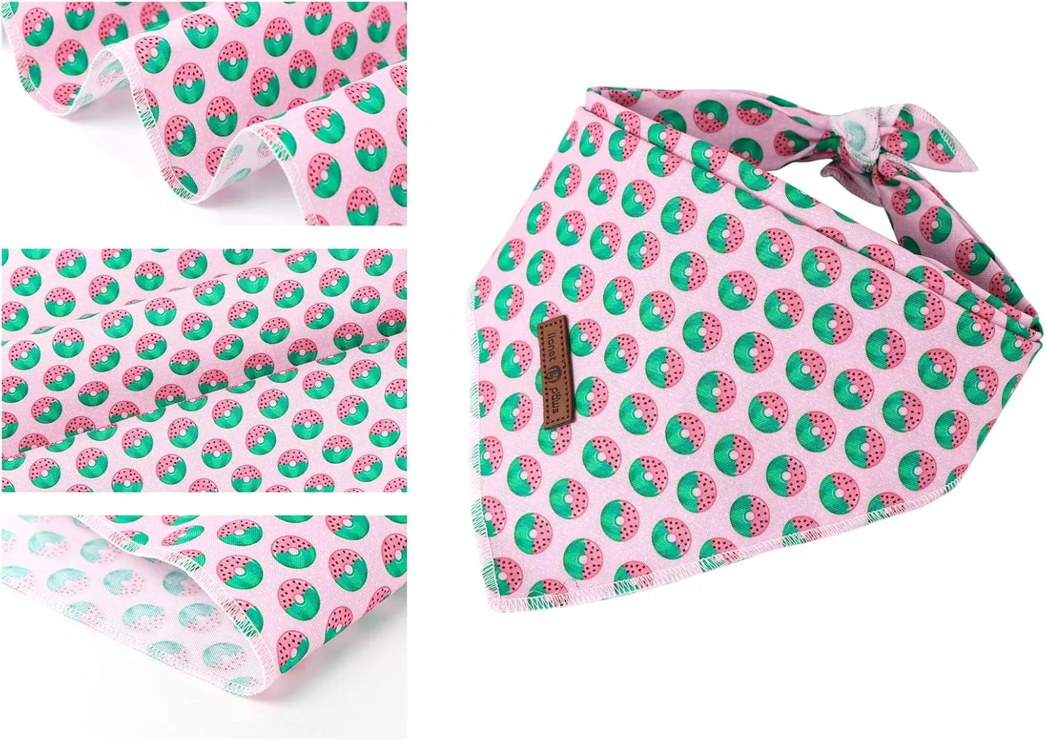 lionet paws Donut Dog Bandana for Small Medium Large Dogs, Cat Dog Kerchief Triangle Bibs Scarf for Male Female