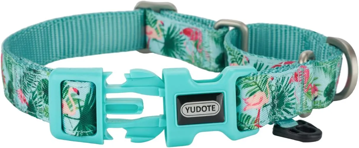Martingale Dog Collars with Quick Snap Buckle Adjustable Flamingo Pattern Training No Pull Collars for Female Male Small Dogs (Small,Flamingo)