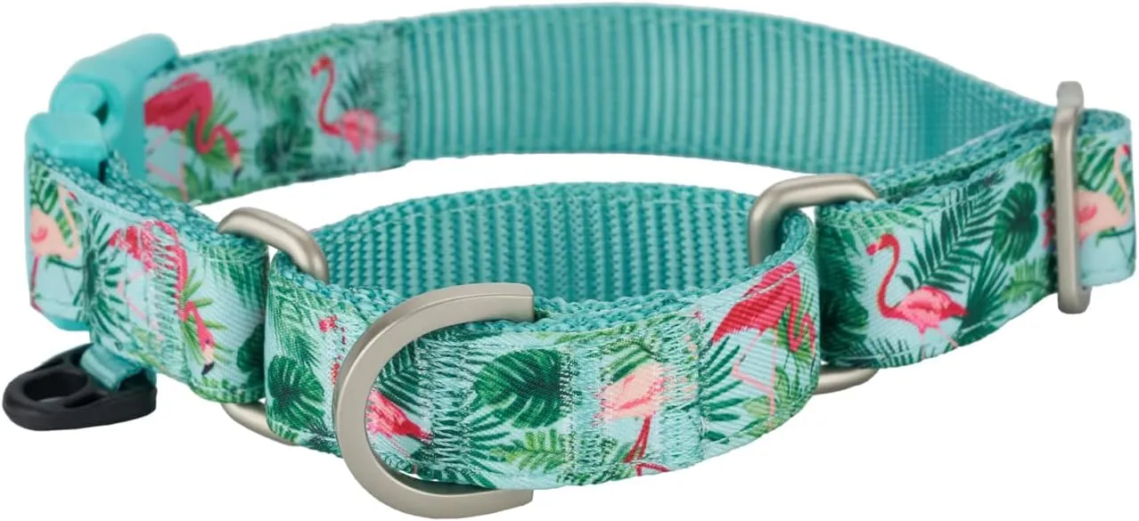 Martingale Dog Collars with Quick Snap Buckle Adjustable Flamingo Pattern Training No Pull Collars for Female Male Small Dogs (Small,Flamingo)
