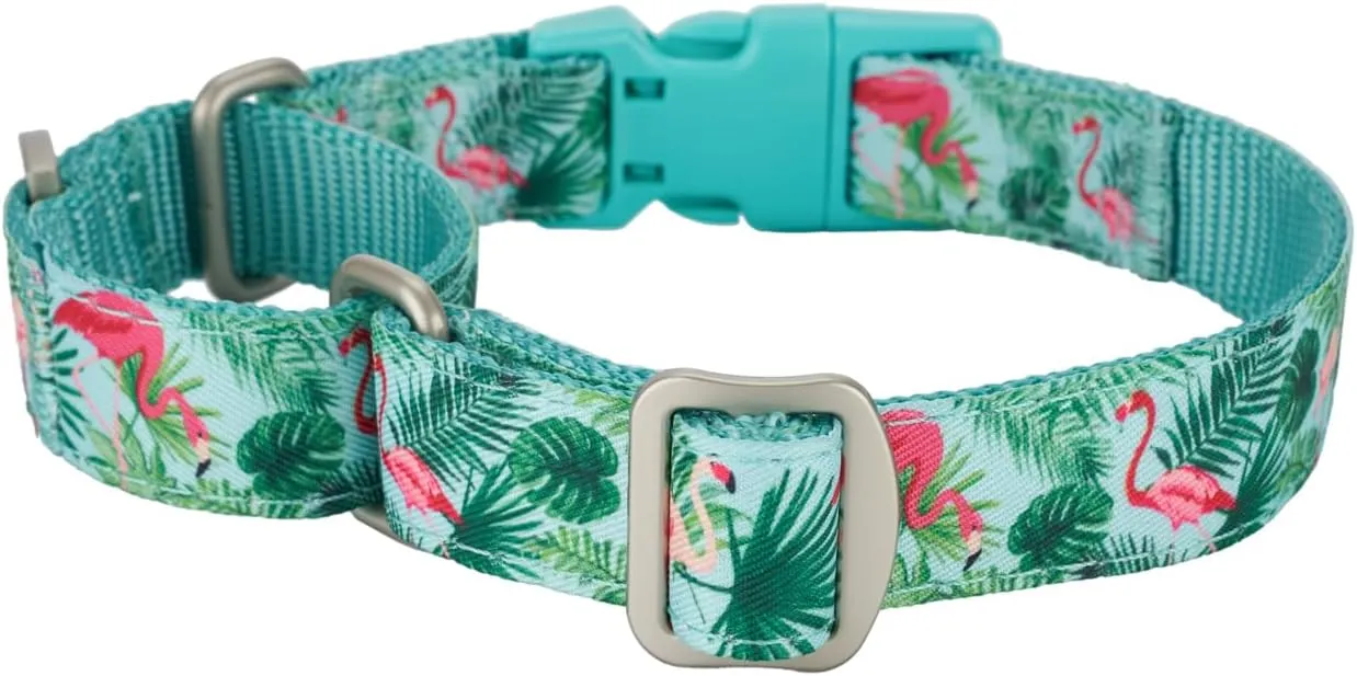 Martingale Dog Collars with Quick Snap Buckle Adjustable Flamingo Pattern Training No Pull Collars for Female Male Small Dogs (Small,Flamingo)
