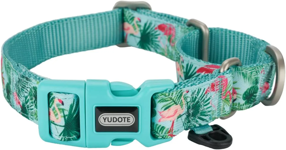 Martingale Dog Collars with Quick Snap Buckle Adjustable Flamingo Pattern Training No Pull Collars for Female Male Small Dogs (Small,Flamingo)