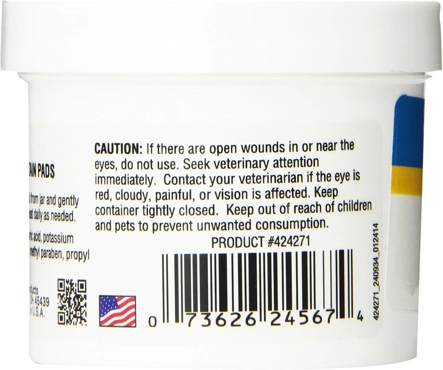 Miracle Care Tear Stain Pads, 90 Single Use Pre-Soaked Pads to Gently Clean and Soothe Dog and Cat Eyes, Non Stinging Formula to Improve Tear Stains and Remove Eye Debris