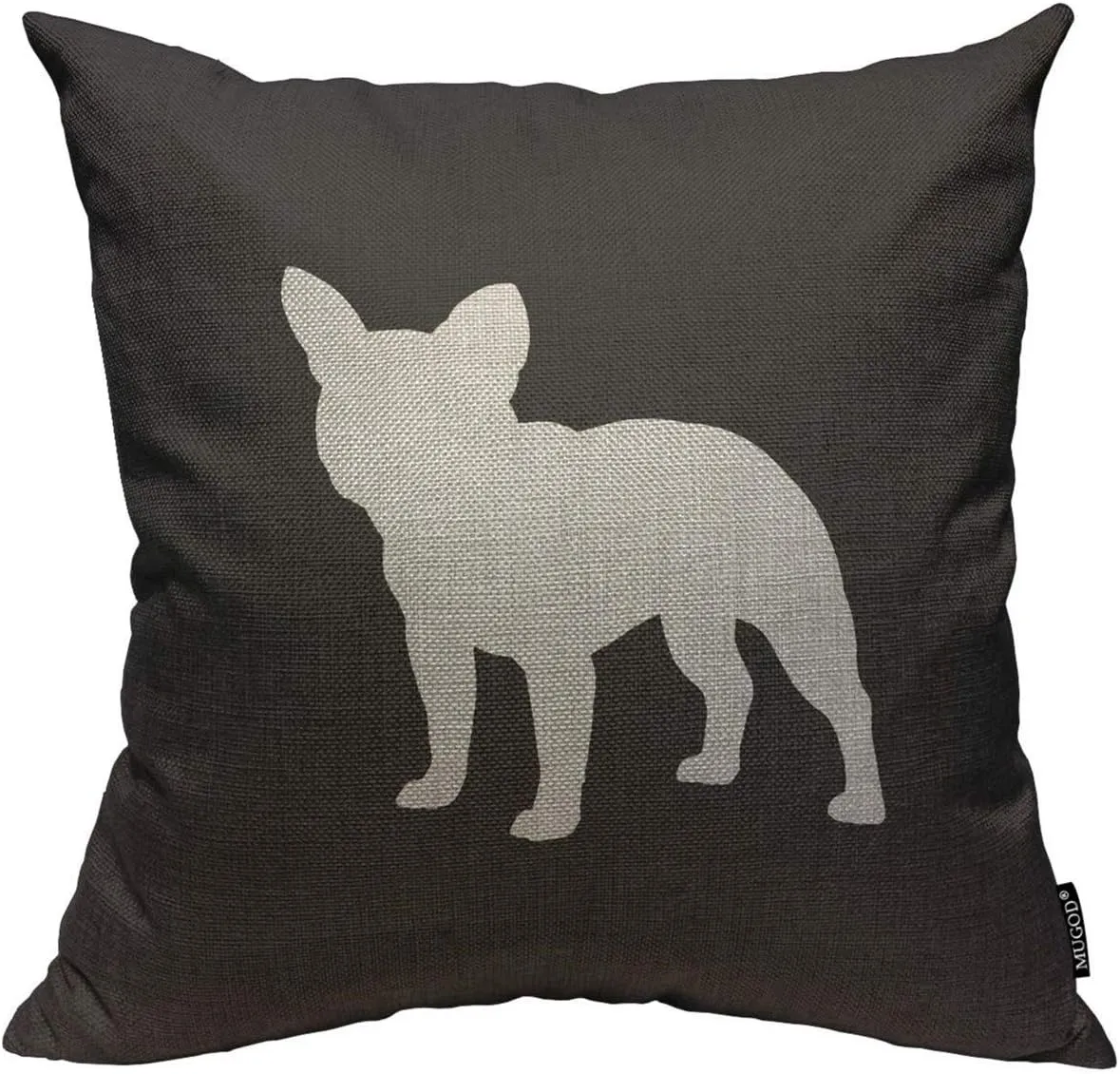 Mugod Throw Pillow Cover French Bulldog Silhouette Home Decorative Linen Square Pillow Case for Men Women Bedroom Livingroom Cushion Cover 18x18 Inch Black and White Pillowcase