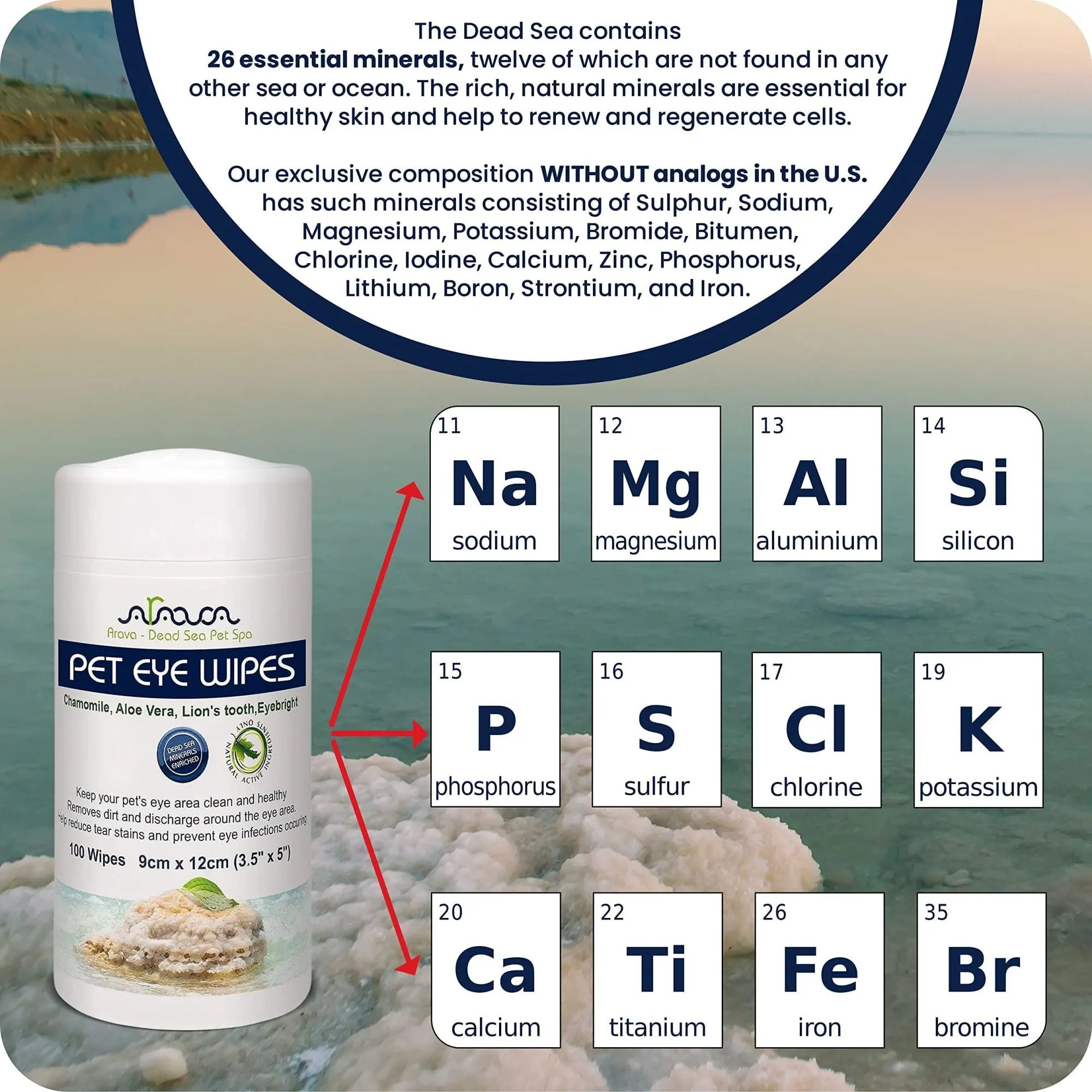 Natural Aromatherapy Medicated Eye Wipes for Dogs and Cats - 100 Count
