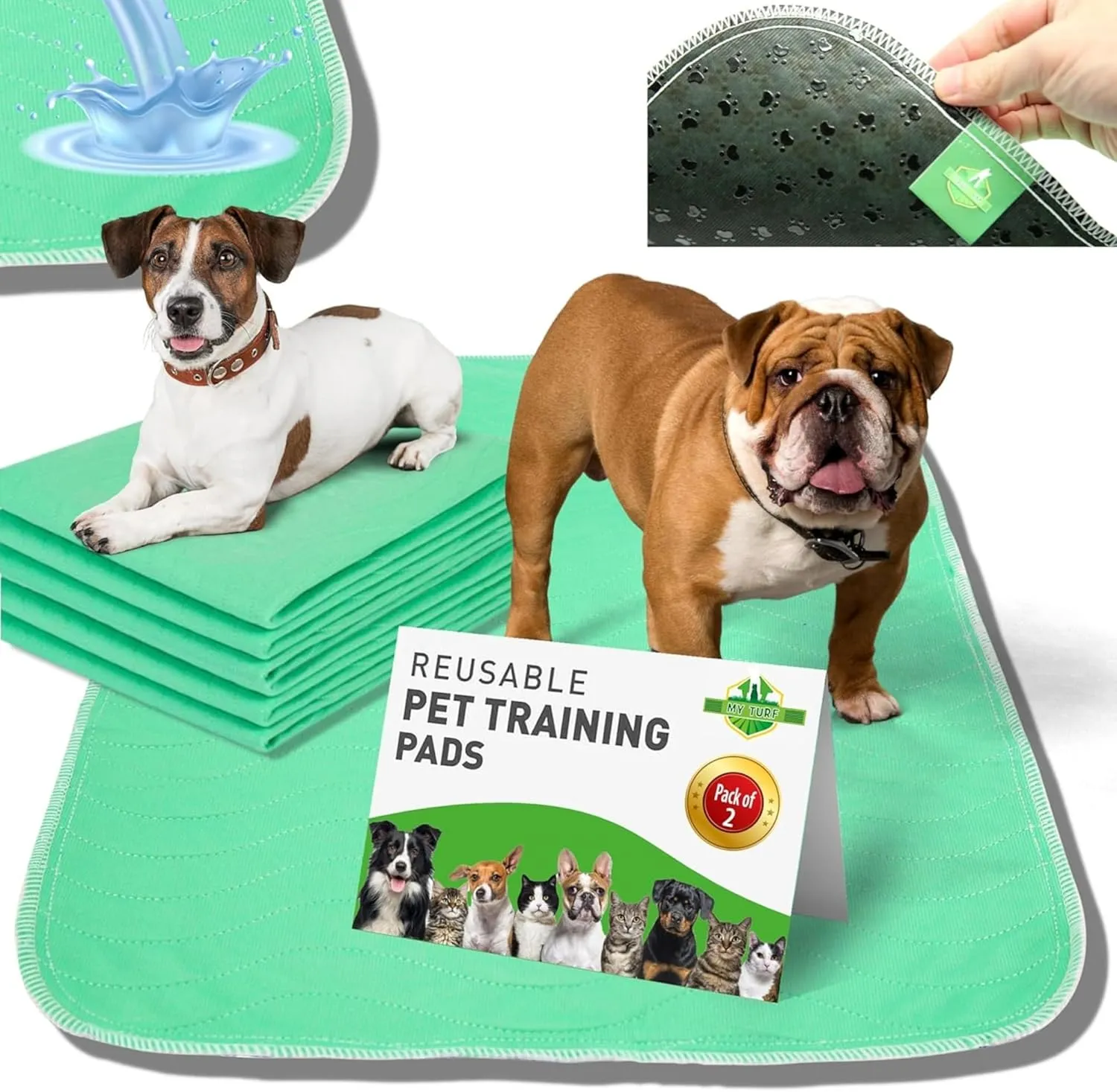 Non-Slip Washable Pee Pads for Dogs 2Pcs Reusable Pee Pads for Dogs (24"x18") Super Absorbent Dog Pads Washable Waterproof Washable Dog Pee Pads Washable Dog Pads for Absorbent