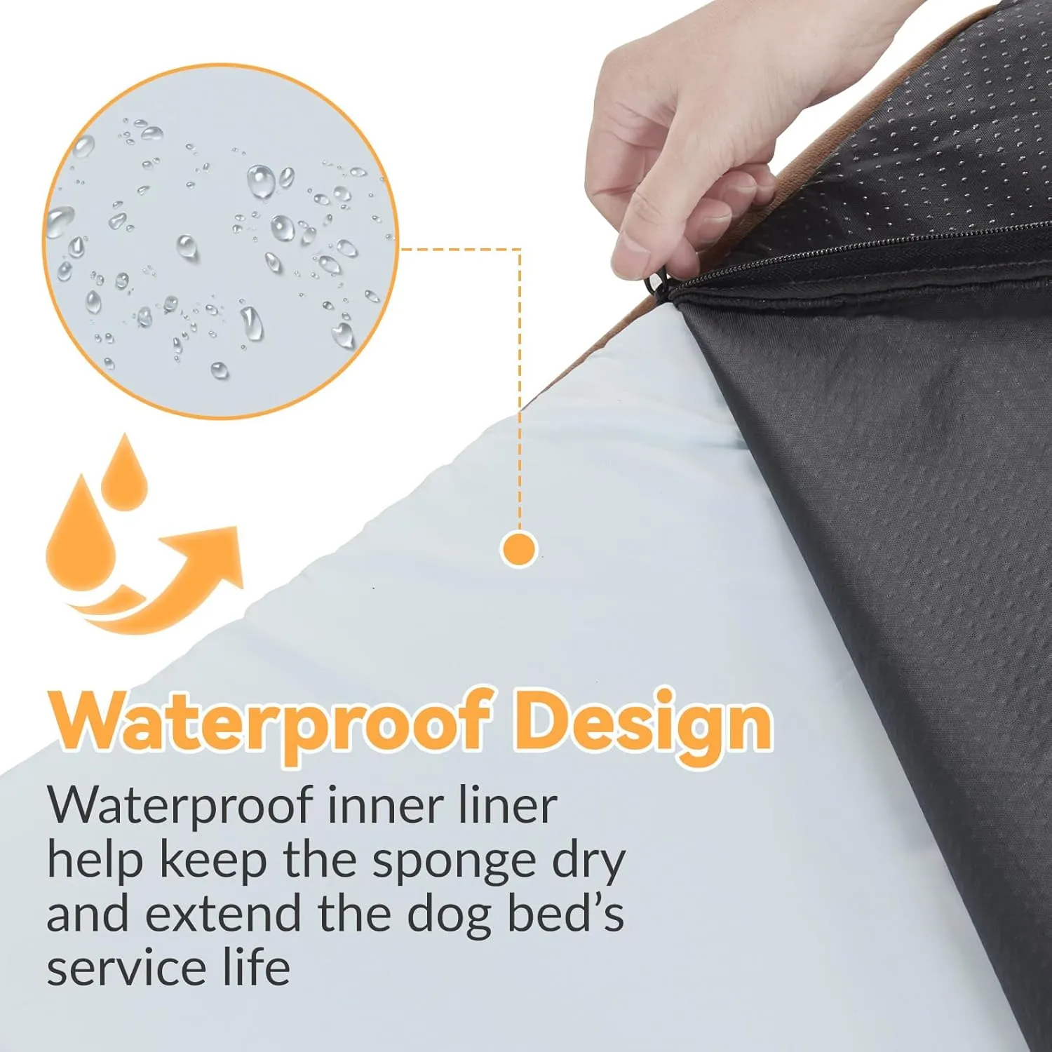 Orthopedic Dog Bed for Medium Dogs Waterproof Memory Foam Pet Beds with Nonskid Bottom Washable Dog Couch Bed with Washable Removable Cover Khaki