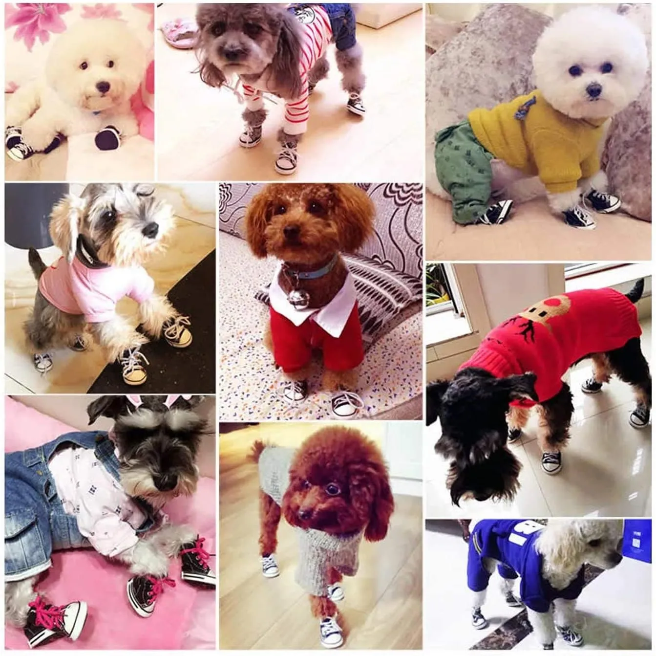 Pet Shoes Puppy Sport Denim Shoes Casual Style Anti-Slip Boots Sneaker Booties 4Pcs