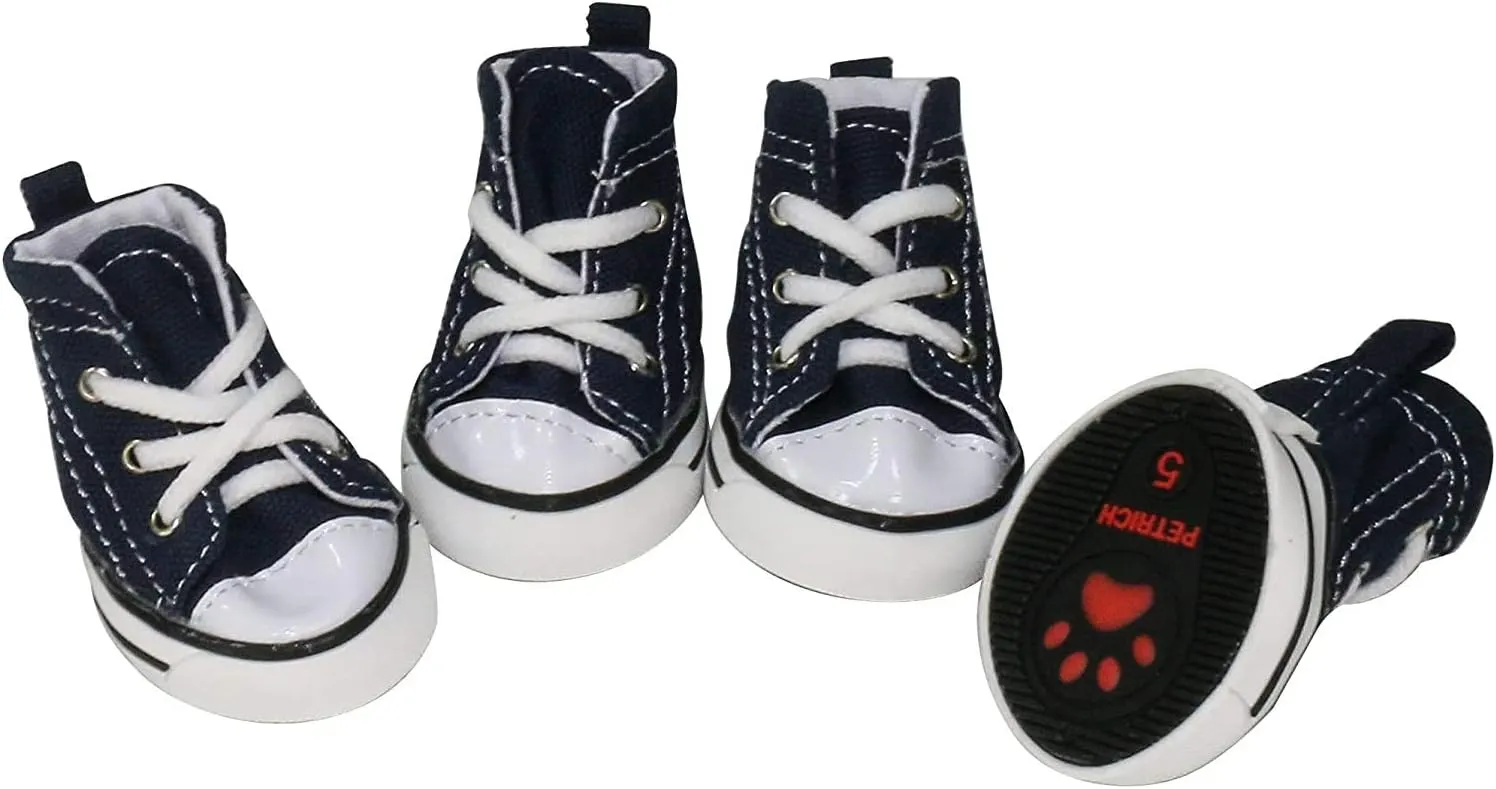 Pet Shoes Puppy Sport Denim Shoes Casual Style Anti-Slip Boots Sneaker Booties 4Pcs
