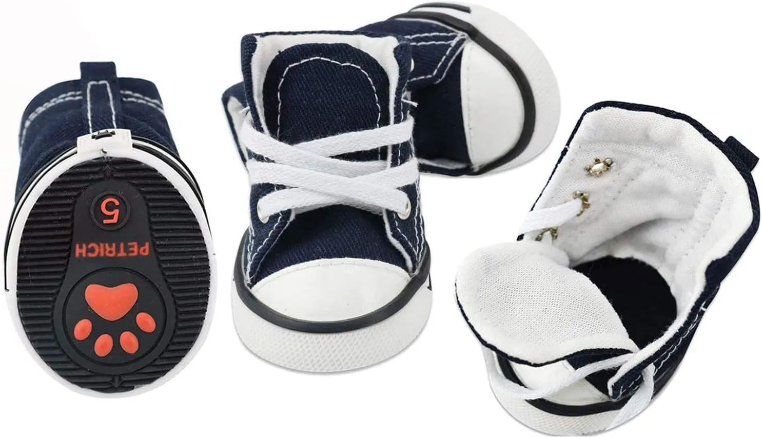 Pet Shoes Puppy Sport Denim Shoes Casual Style Anti-Slip Boots Sneaker Booties 4Pcs