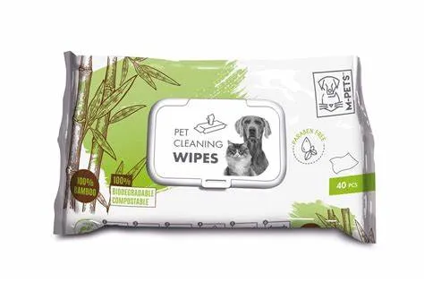 Pet Wipes 15 X 20 Cm - 100% Bamboo 40 Pcs White & Blue