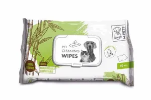 Pet Wipes 15 X 20 Cm - 100% Bamboo 40 Pcs White & Blue