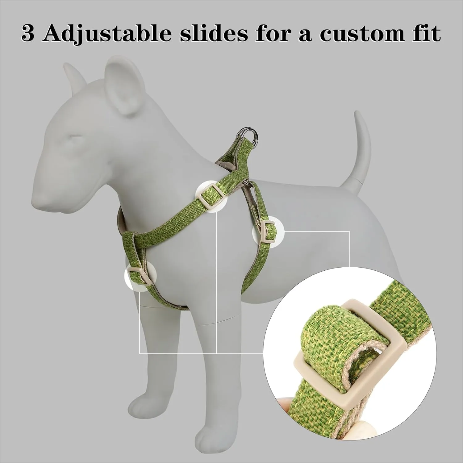 Plutus Pet Cotton Hemp Step in Dog Harness, Sustainable, Lightweight and Escape-Proof, Quick Fit Dog Harness for Puppy Small Medium and Large Dogs, Green, M
