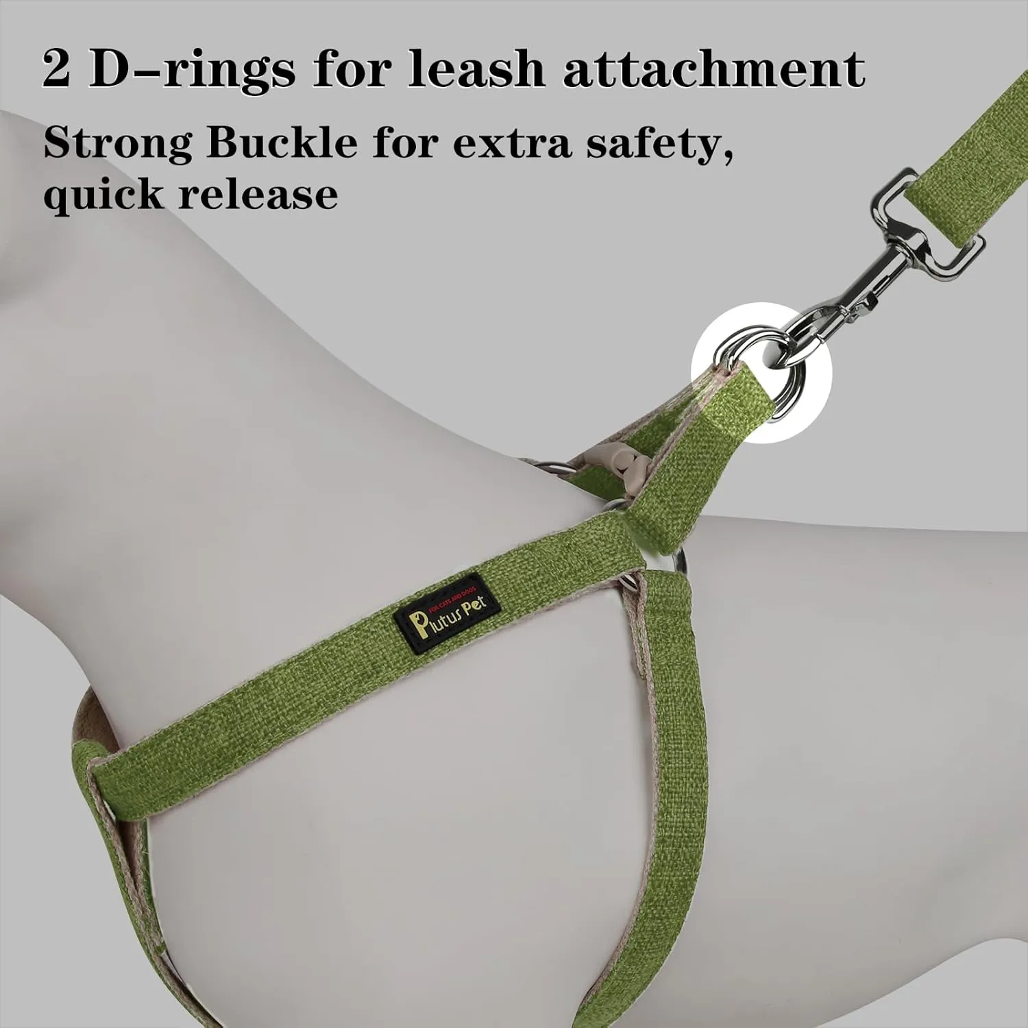 Plutus Pet Cotton Hemp Step in Dog Harness, Sustainable, Lightweight and Escape-Proof, Quick Fit Dog Harness for Puppy Small Medium and Large Dogs, Green, M