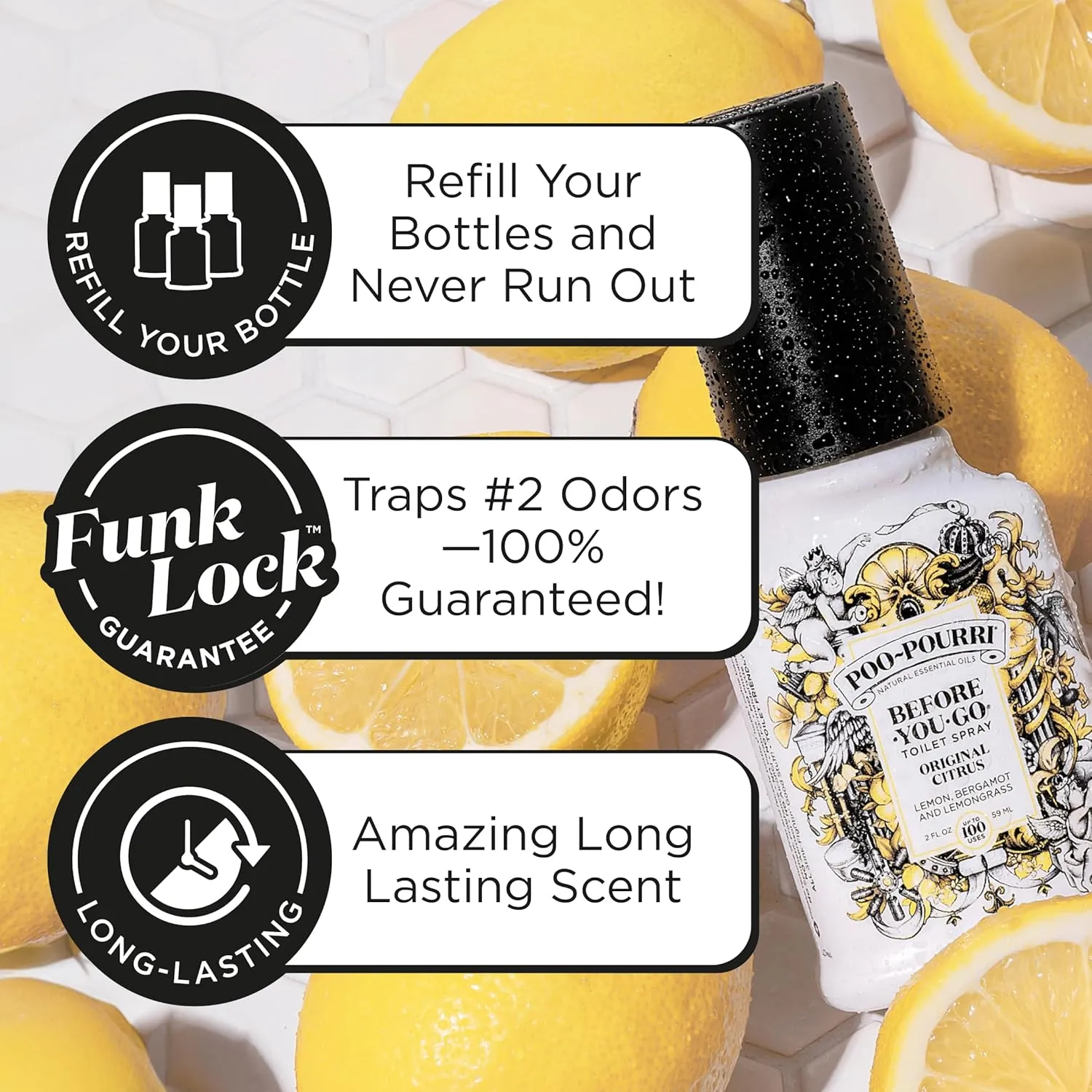 Poo-Pourri Before-You-Go Toilet Spray, Original Citrus, Refill Bottle 16 Fl Oz - Lemon, Bergamot and Lemongrass