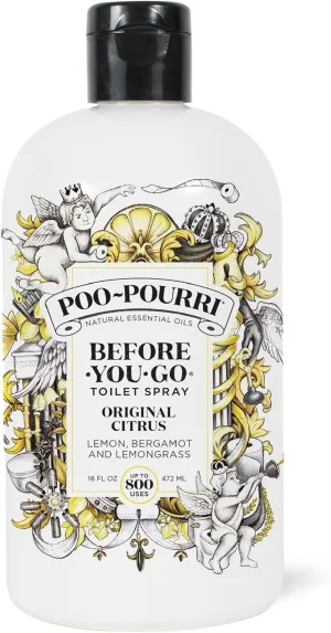 Poo-Pourri Before-You-Go Toilet Spray, Original Citrus, Refill Bottle 16 Fl Oz - Lemon, Bergamot and Lemongrass