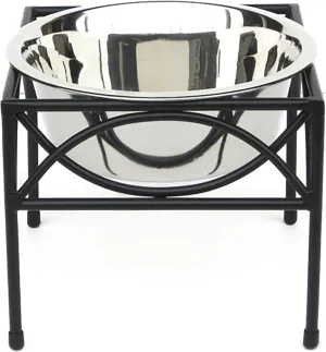 Regal Single Bowl Raised Feeder - Elevated Feeding Station - Metal, Wrought Iron Dog Bowl, Best Single Diner, Pet Bowl for Small, Medium, Large and XL Dogs - NMN Designs (Large - 12" Tall)