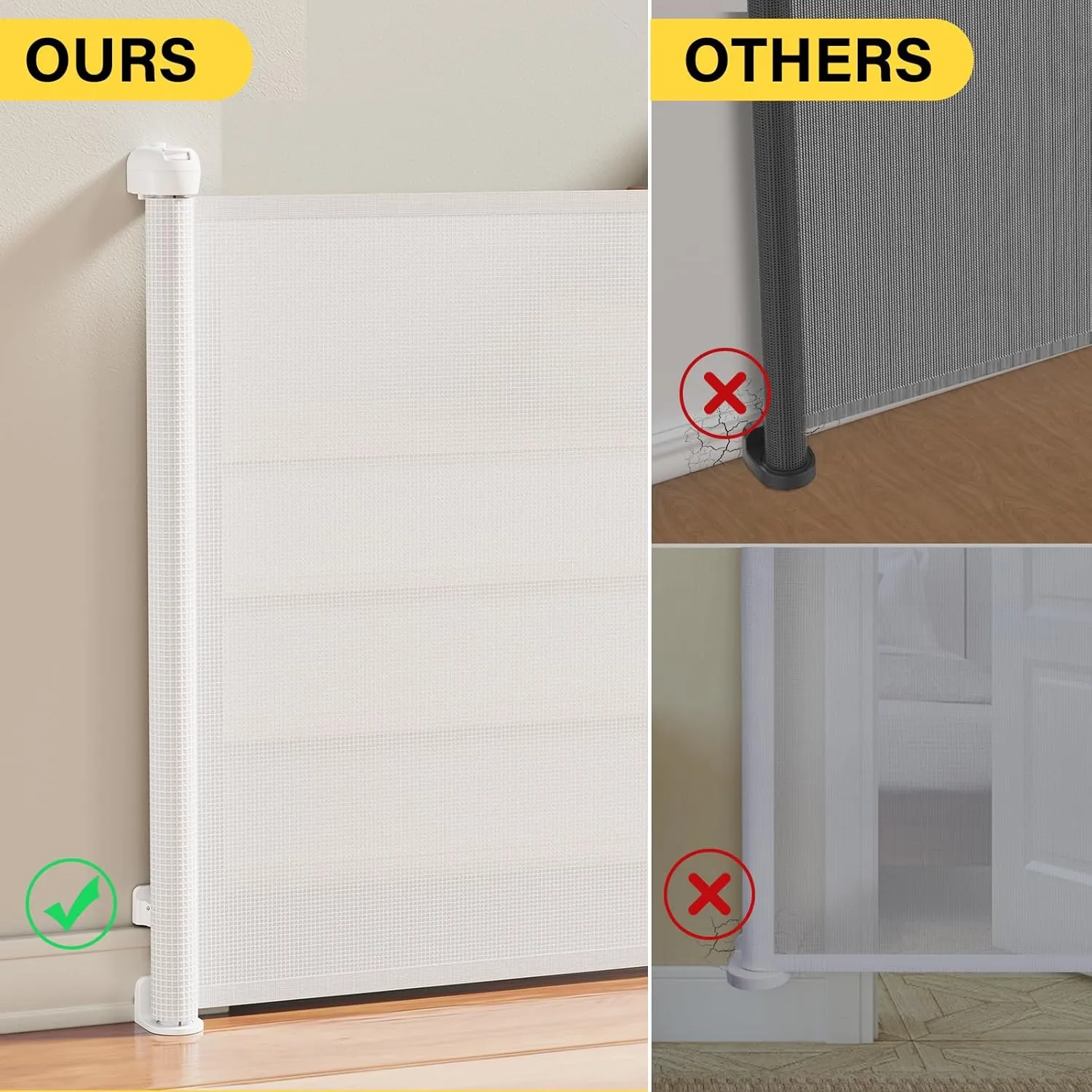 Retractable Baby Gates for Doorways, PRObebi Retractable Dog Gate for Stairs Extends to 54" Wide 34" Tall, Mesh Baby Gate, Gates for Dogs Indoor, Suitable for Hallways, Doorways, Deck, Porch (White)