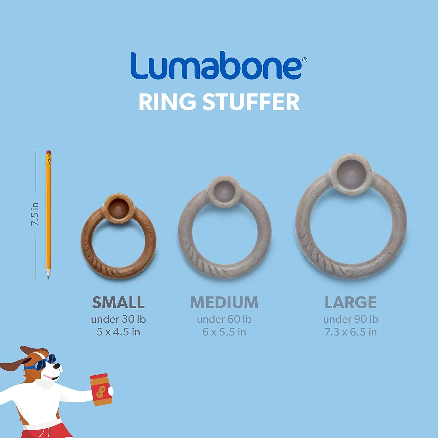Ring Stuffer Durable Chew Toy for Aggressive Chewers, Real Beef, Made in USA, Small