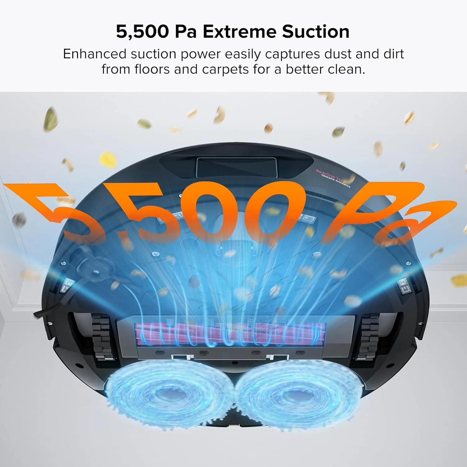 Roborock Qrevo 2R3W Robot Vacuum and Mop, Auto-Drying, Auto Mop Washing, Dual Spinning Mops, Auto Mop Lifting, Self-Refilling, Self-Emptying, Reactive Tech Obstacle Avoidance, 5500Pa Suction, Black