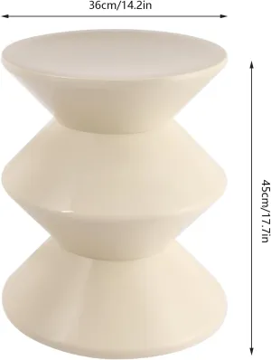 Round Side Table, White Sofa Side Table Modern End Table Floor Standing Coffee Table for Living Room Bedroom Office