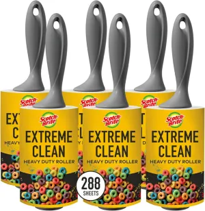 Scotch-Brite 50% Stickier Lint Roller, Works Great On Pet Hair, 48 Sheets, Pack of 6