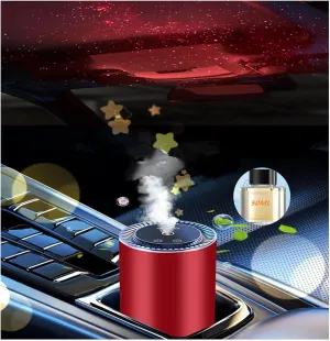 Smart Car Air Fresheners Rechargeable New atomization experience Perfume Humidifier Fashionable Starry Sky Auto On/Off 50ml French Natural Perfume Adjustable Concentration Lasts 5 Months(Red)