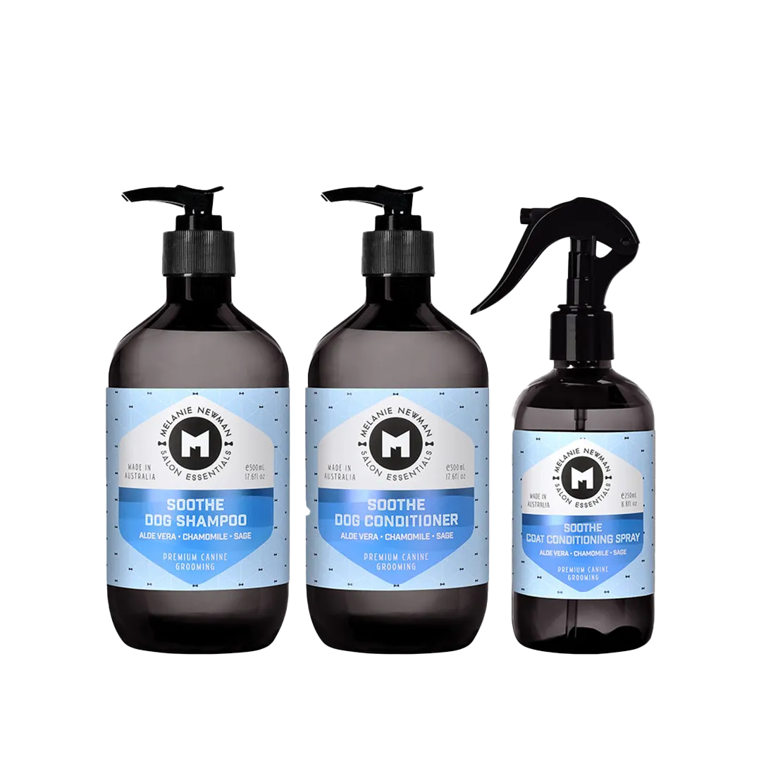 Soothe Shampoo 500ml, Conditioner 500ml, Spray 250ml by Melanie Newman