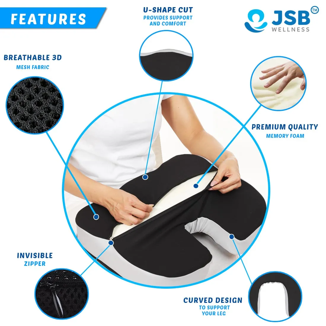 Spine Support Pillow Combo : Coccyx Pillow & Back Rest